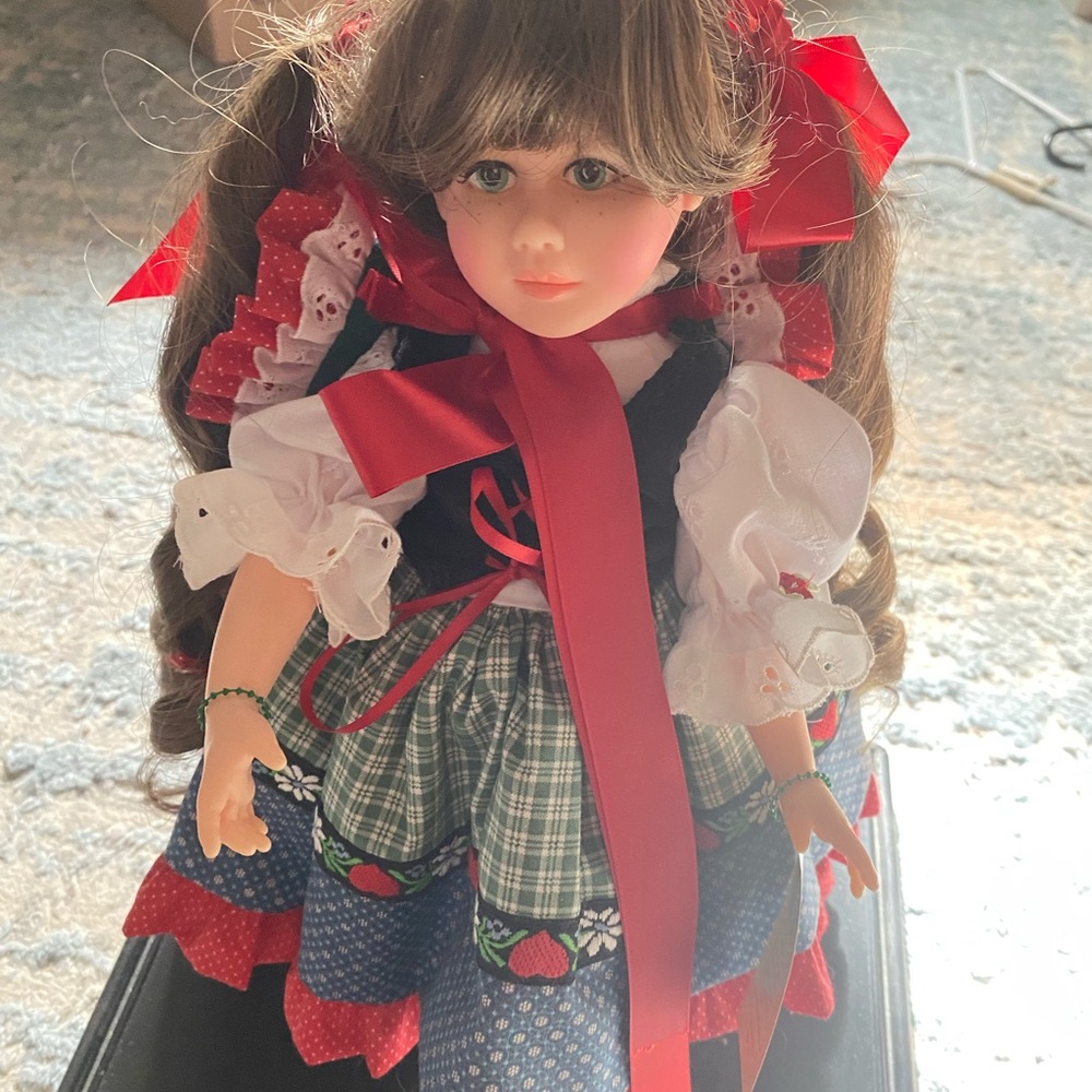 Charming Doll with Red and Blue Dress